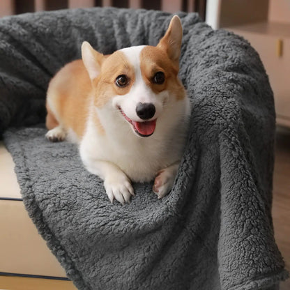 Calming Sherpa & Fleece Pet Blanket – Ultra-Soft Fluffy Throw for Dogs, Cats, Puppies