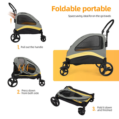 Heavy-Duty 4-Wheel Dog Stroller – Foldable Jogger & Outdoor Pet Carrier with 55kg Capacity