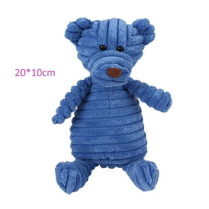 Corduroy Plush Dog Toy – Bite-Resistant Squeaky Animal Shapes for Small & Large Dogs
