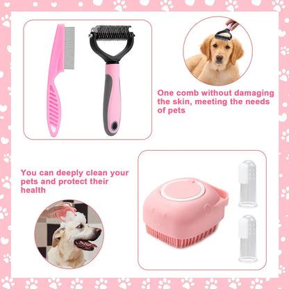 8-Piece Professional Dog Grooming Kit – Self-Cleaning Brushes, Nail Clippers, Flea Comb & Shampoo Brush Set