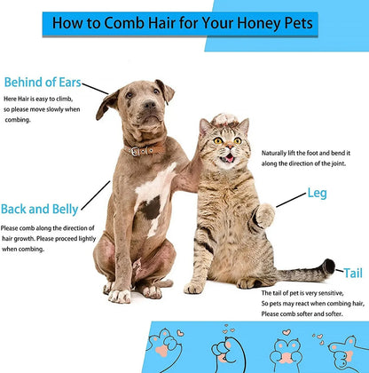 Long-Hair Pet Grooming Brush 🪒 – Cat & Dog Hair Remover Comb for Bathing & Shedding Control 🐾💧