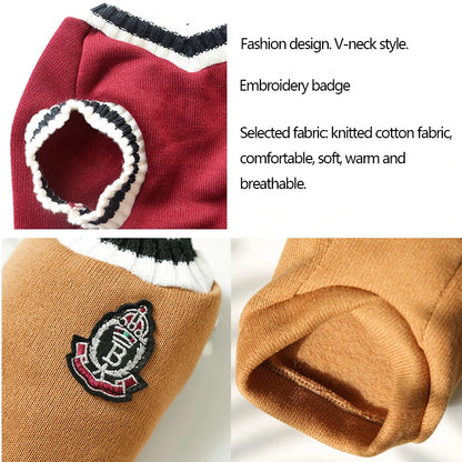 College-Style Pet Sweater – Cozy Winter Clothes for Small & Medium Dogs and Cats