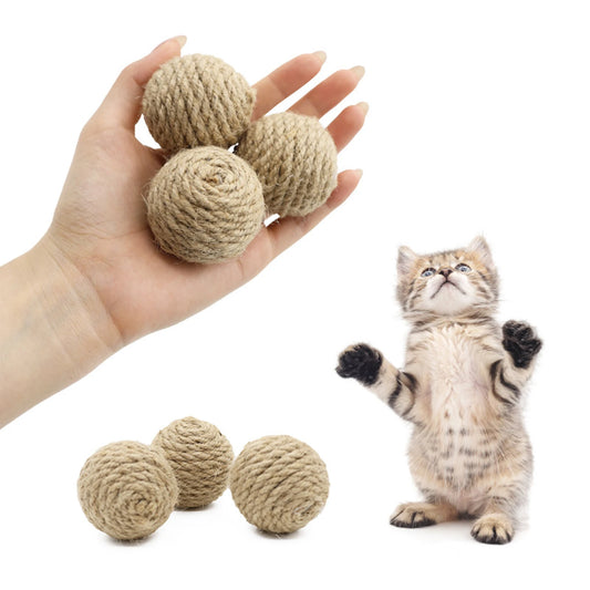 Hand-Woven Hemp Rope Cat Ball – Interactive Sound Toy for Engaging Play