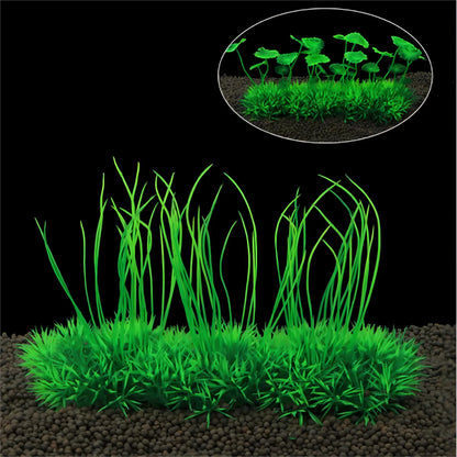 Artificial Green Grass Aquarium Plant – Plastic Underwater Fish Tank Decoration for Aquascaping