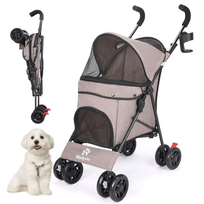 Lightweight Folding Pet Stroller – Breathable Outdoor Travel Design for Small & Medium Cats and Dogs