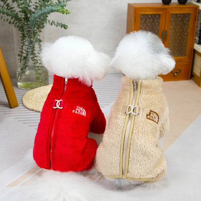 Winter Fleece Jumpsuit – Cozy Zipper Coat for Small Dogs & Cats