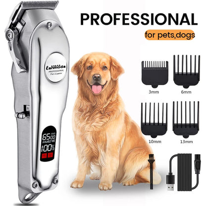 Professional All-Metal Rechargeable Pet Grooming Clipper – Low-Noise Trimmer for Dogs, Cats & Puppies