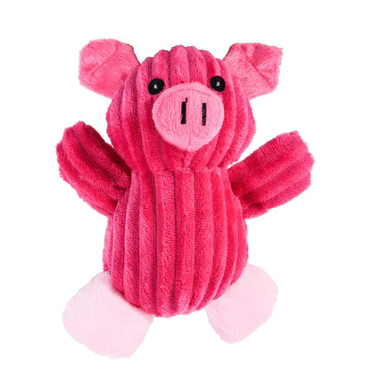 Corduroy Plush Dog Toy – Bite-Resistant Squeaky Animal Shapes for Small & Large Dogs