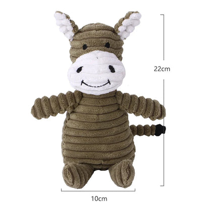 Corduroy Plush Dog Toy – Bite-Resistant Squeaky Animal Shapes for Small & Large Dogs