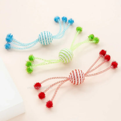 Self-Playing Interactive Cat & Dog Toy – Bite-Resistant Wool Ball & Rope Teaser
