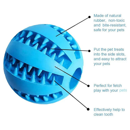 Interactive Rubber Chew Ball – Dental Cleaning & Treat Dispenser for Dogs & Cats