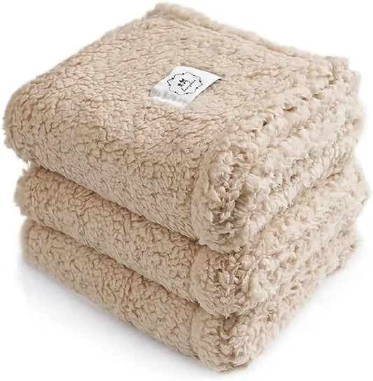 Calming Sherpa & Fleece Pet Blanket – Ultra-Soft Fluffy Throw for Dogs, Cats, Puppies