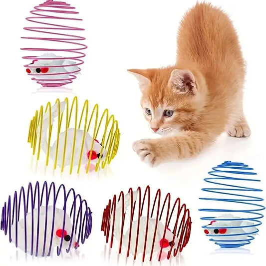 Stretchable Cat Toy Balls with Spring Rats – Interactive & Engaging for Kittens