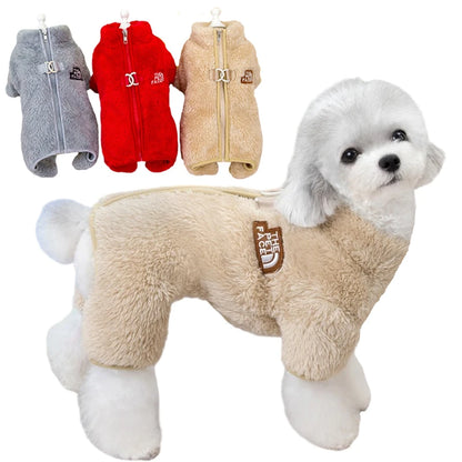 Winter Fleece Jumpsuit – Cozy Zipper Coat for Small Dogs & Cats