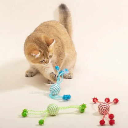 Self-Playing Interactive Cat & Dog Toy – Bite-Resistant Wool Ball & Rope Teaser