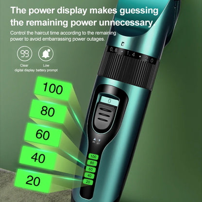 Professional Rechargeable Pet Grooming Clipper – Low-Noise Trimmer with Battery Display for Dogs & Cats