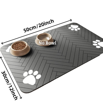Quick-Dry Absorbent Pet Feeding Mat – Waterproof Backing for Dog & Cat Food and Water Bowls