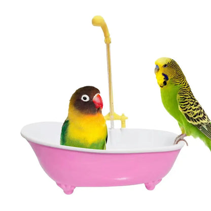Automatic Smart Bird Bath for Parrots – Self-Cleaning Shower Tub, Blue Plastic Cage & Household Accessory