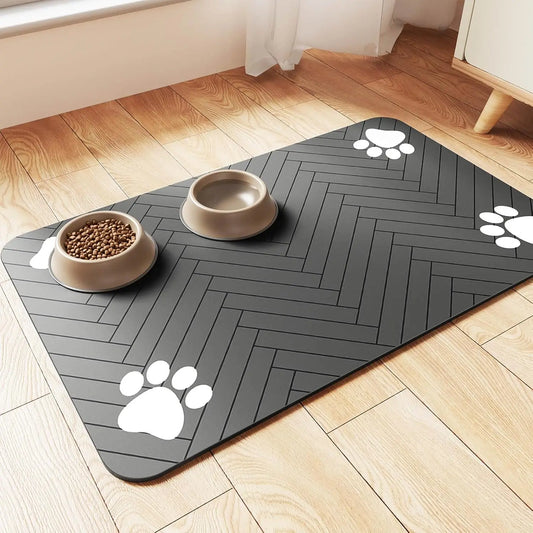 Quick-Dry Absorbent Pet Feeding Mat – Waterproof Backing for Dog & Cat Food and Water Bowls