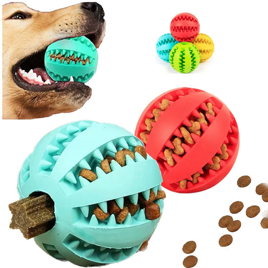 Interactive Rubber Chew Ball – Dental Cleaning & Treat Dispenser for Dogs & Cats