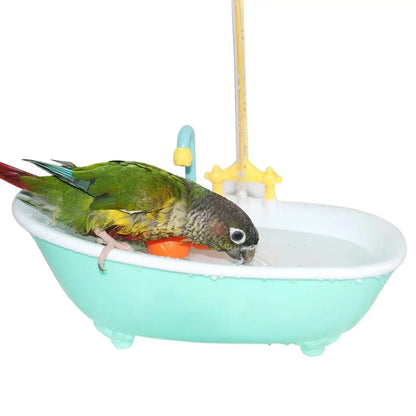 Automatic Smart Bird Bath for Parrots – Self-Cleaning Shower Tub, Blue Plastic Cage & Household Accessory