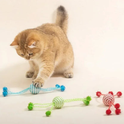 Self-Playing Interactive Cat & Dog Toy – Bite-Resistant Wool Ball & Rope Teaser