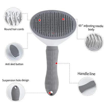 Stainless Steel Pet Grooming Brush – Long-Hair Cat & Dog Comb for Shedding Control, Detangling & Massage