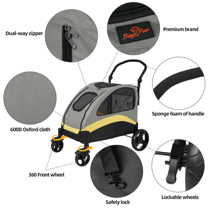 Heavy-Duty 4-Wheel Dog Stroller – Foldable Jogger & Outdoor Pet Carrier with 55kg Capacity