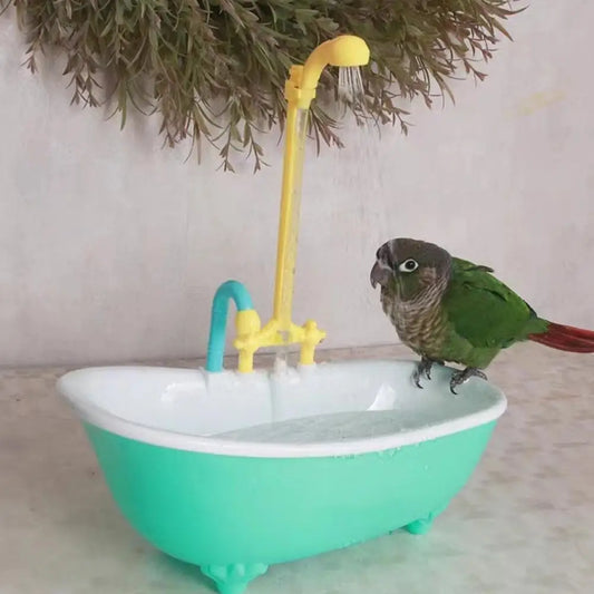 Automatic Smart Bird Bath for Parrots – Self-Cleaning Shower Tub, Blue Plastic Cage & Household Accessory