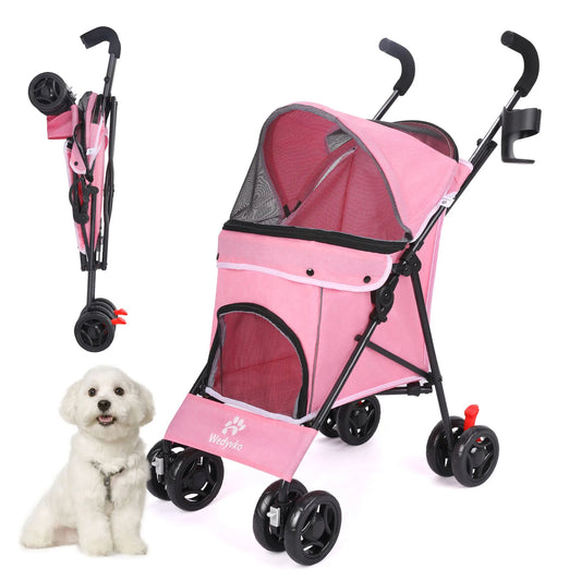 Lightweight Folding Pet Stroller – Breathable Outdoor Travel Design for Small & Medium Cats and Dogs