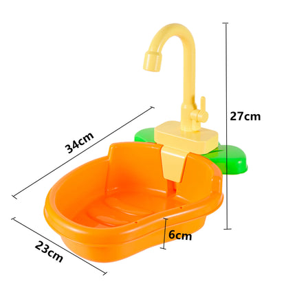 Automatic Parrot Bathing Tub with Faucet Shower – Bird Bath, Feeder Bowl & Pool Accessory