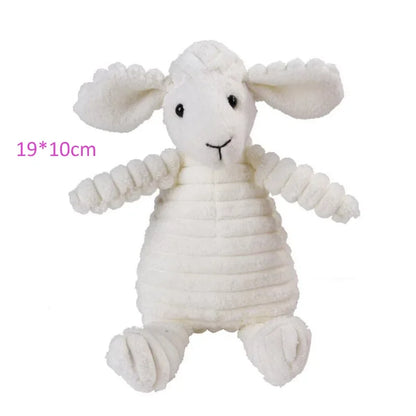 Corduroy Plush Dog Toy – Bite-Resistant Squeaky Animal Shapes for Small & Large Dogs