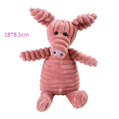 Corduroy Plush Dog Toy – Bite-Resistant Squeaky Animal Shapes for Small & Large Dogs