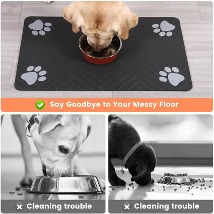 Quick-Dry Absorbent Pet Feeding Mat – Waterproof Backing for Dog & Cat Food and Water Bowls