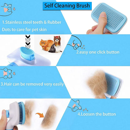 Long-Hair Pet Grooming Brush 🪒 – Cat & Dog Hair Remover Comb for Bathing & Shedding Control 🐾💧