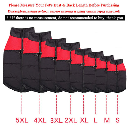 Waterproof Padded Dog Jacket – Cozy Winter Vest with Zipper for Small to Large Dogs