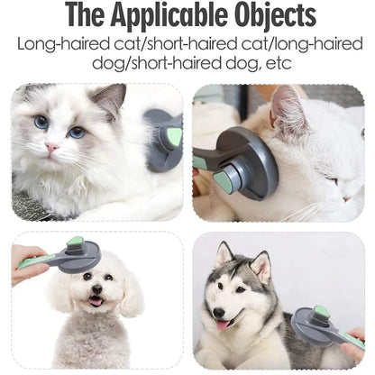 Self-Cleaning Dual-Action Grooming Brush – Slicker & Massage for Long-Haired Dogs & Cats