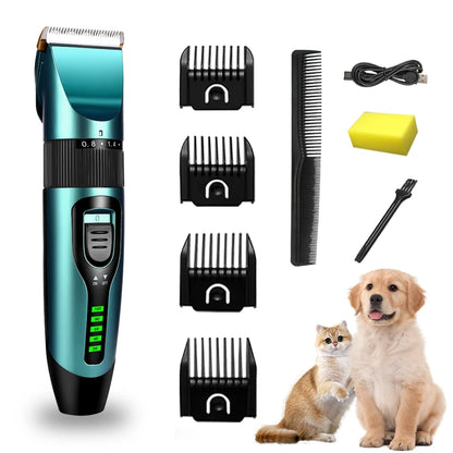 Professional Rechargeable Pet Grooming Clipper – Low-Noise Trimmer with Battery Display for Dogs & Cats