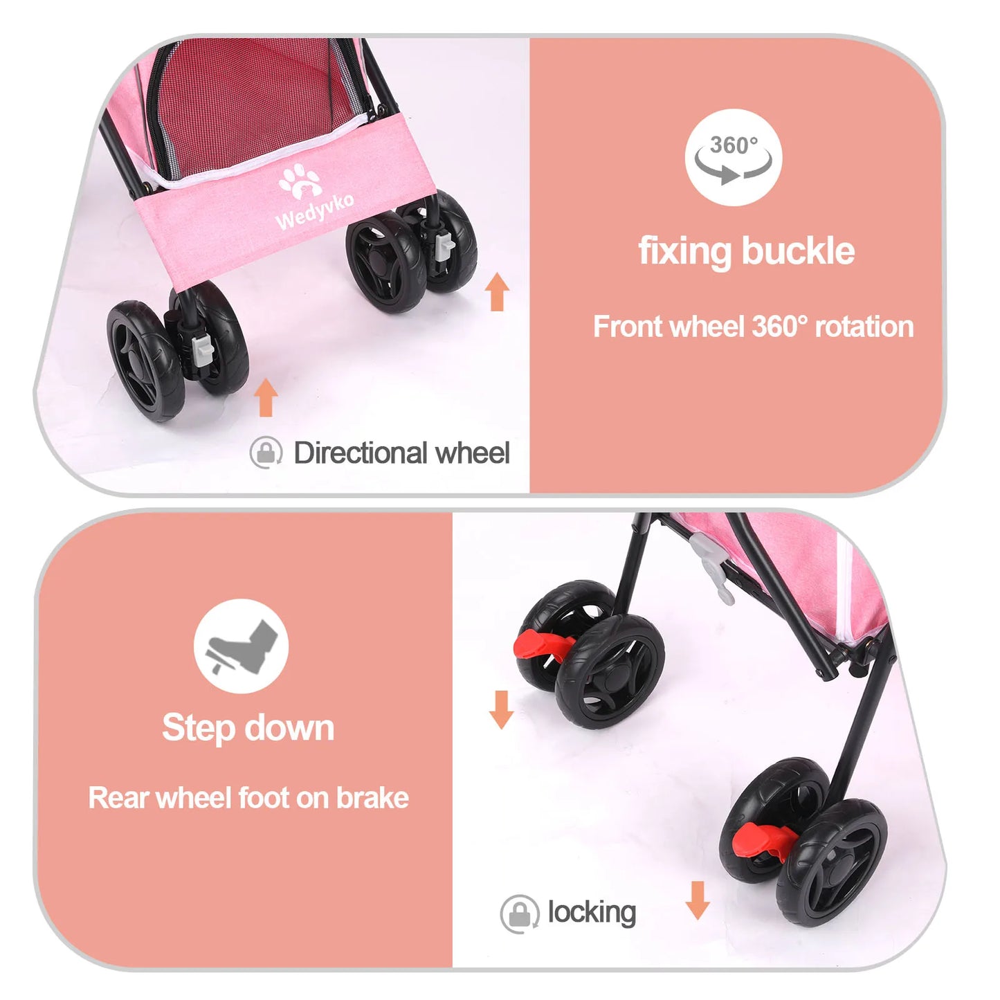 Lightweight Folding Pet Stroller – Breathable Outdoor Travel Design for Small & Medium Cats and Dogs