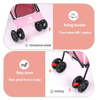 Lightweight Folding Pet Stroller – Breathable Outdoor Travel Design for Small & Medium Cats and Dogs