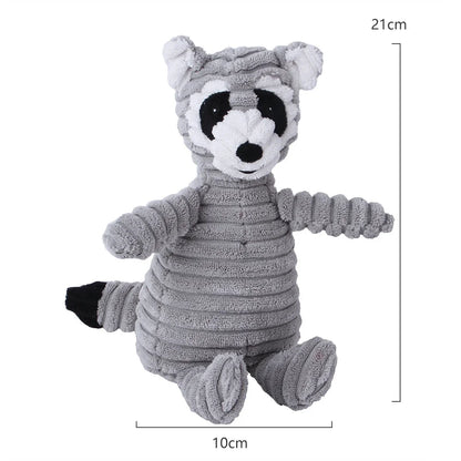 Corduroy Plush Dog Toy – Bite-Resistant Squeaky Animal Shapes for Small & Large Dogs